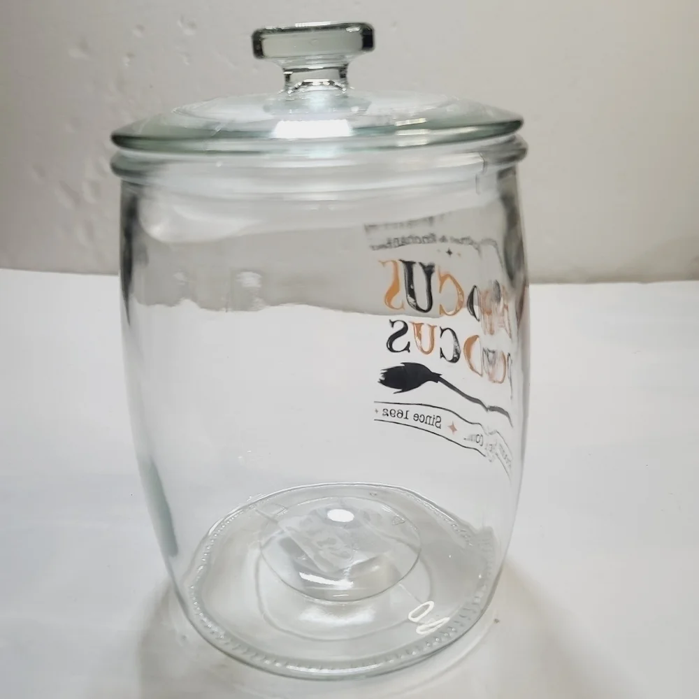 Halloween Hocus Pocus Broom Co. Clear Glass Canister Large